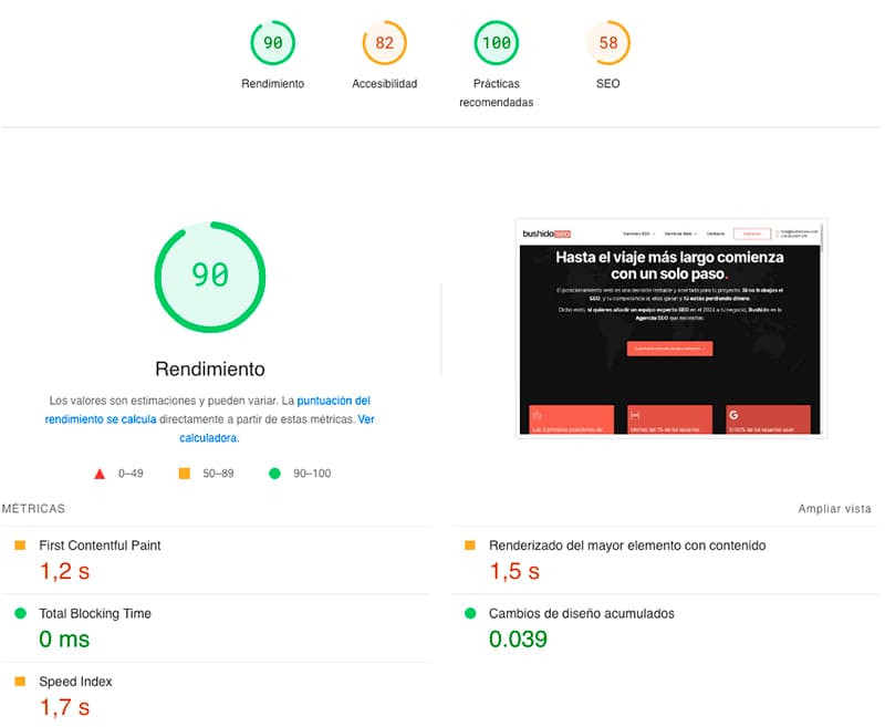 Informe de PageSpeed Insights
