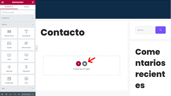 Anadir plantilla de un Template Kit a una pagina de WordPress