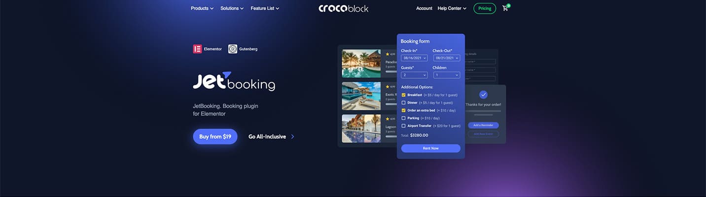 Crocoblock plugin para Elementor JetBooking