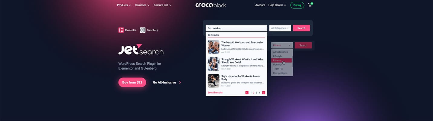 Crocoblock plugin para Elementor JetSearch